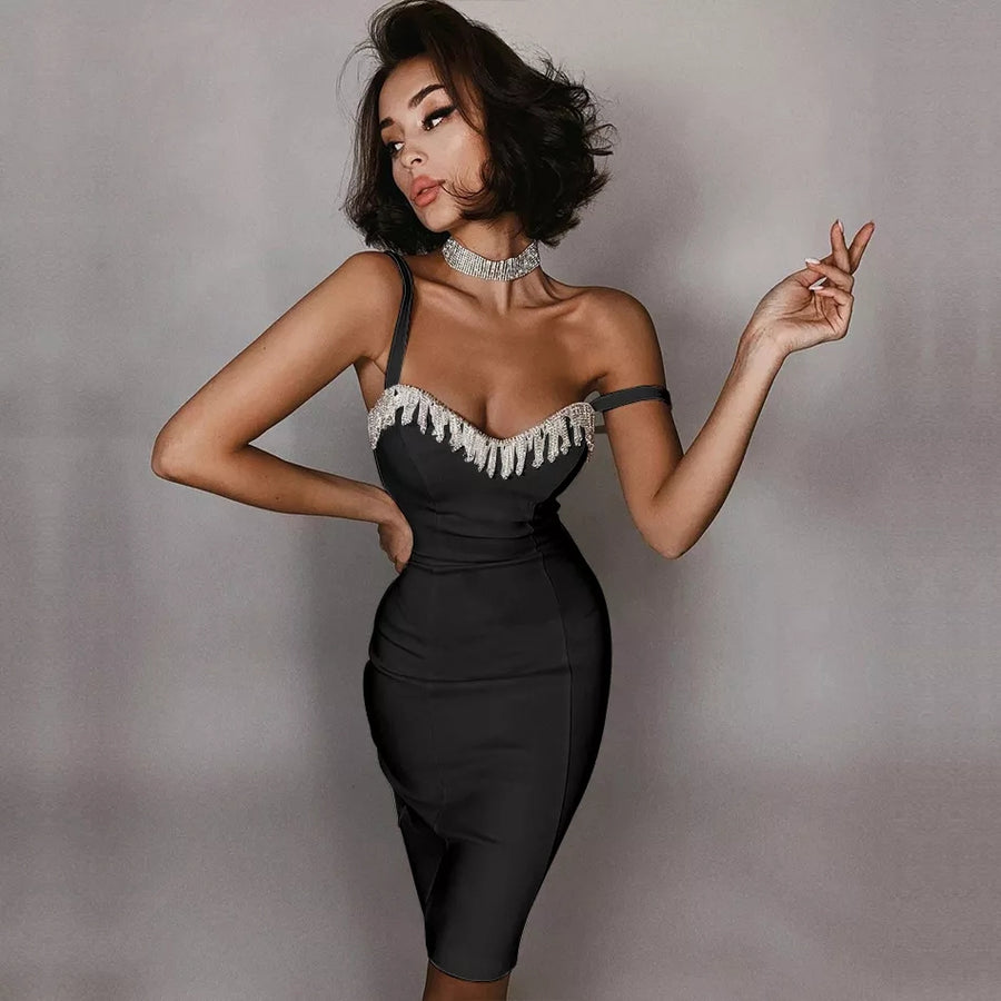 DIAMOND STUDDED BANDAGE DRESS