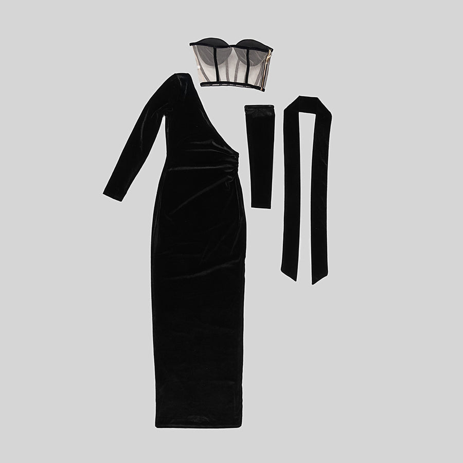 ROBE VELOUTEE DE LUXE A DECOUPES