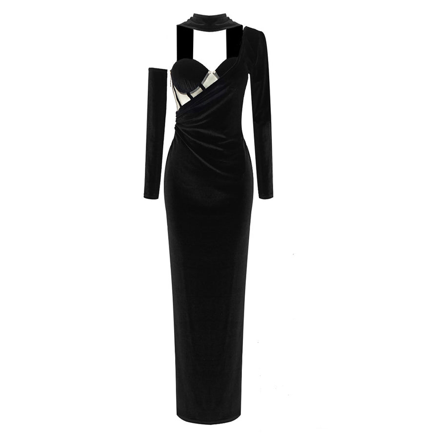 ROBE VELOUTEE DE LUXE A DECOUPES