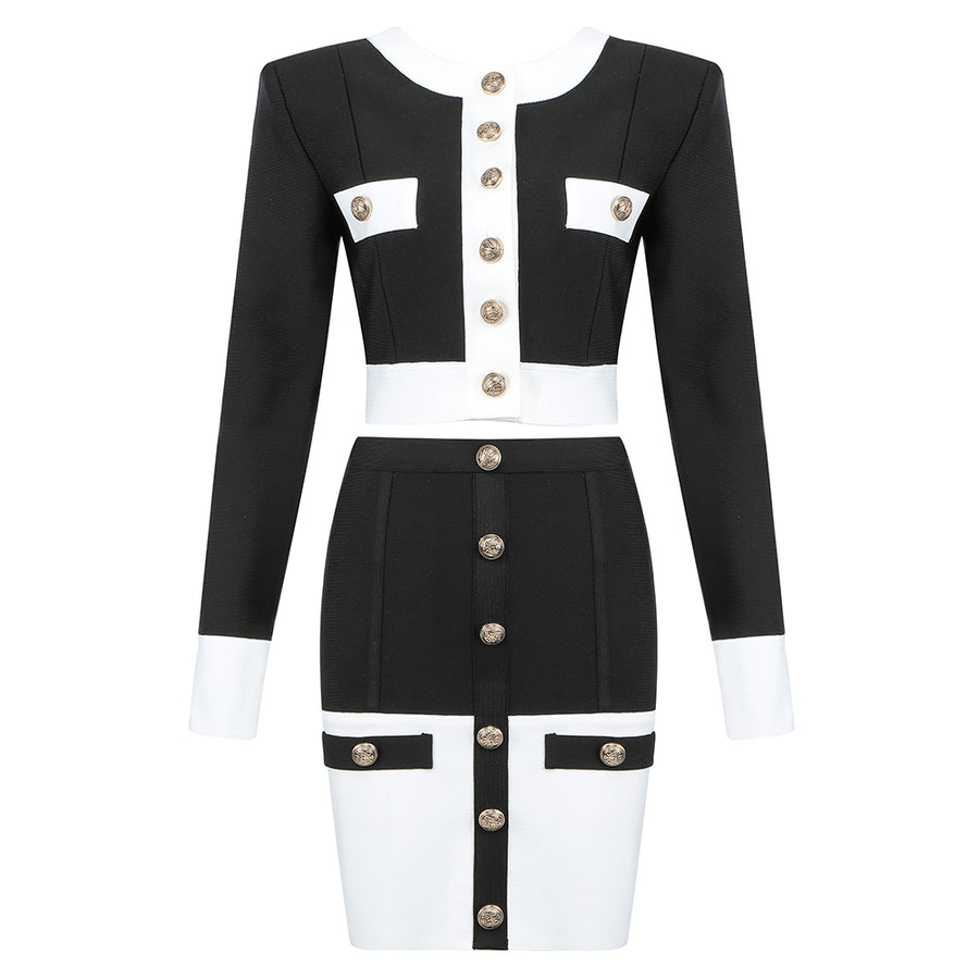 ENSEMBLE BANDAGE JUPE+VESTON