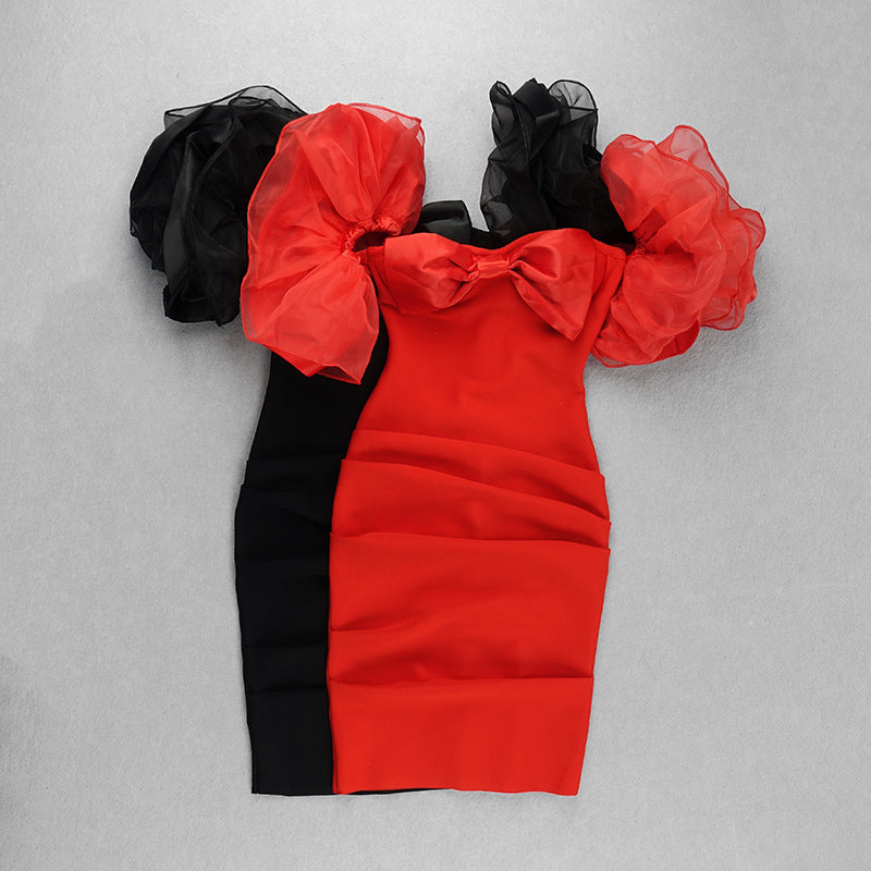 ROBE BANDAGE A MANCHE FROUFROUS