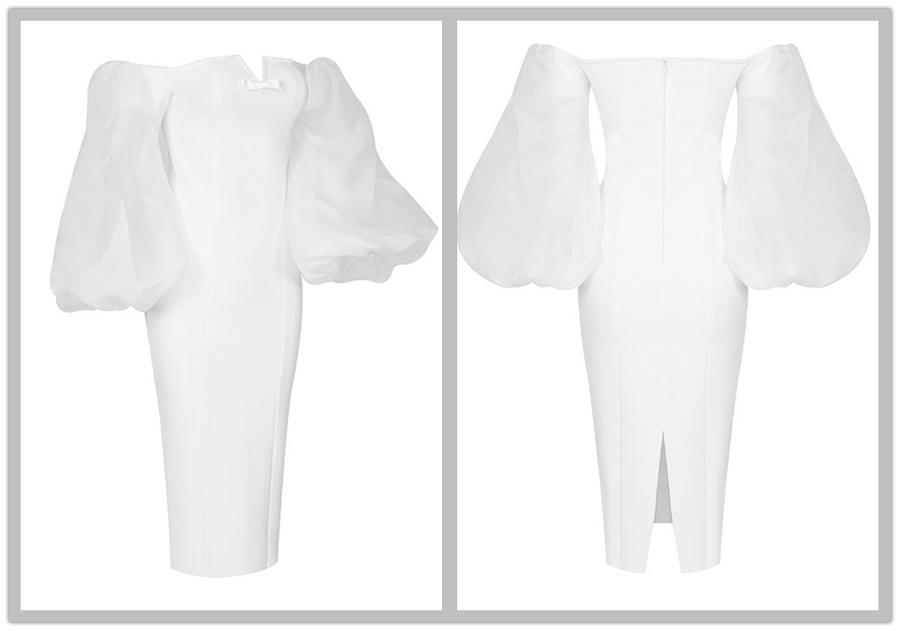 BALLOON SLEEVE BANDAGE DRESS