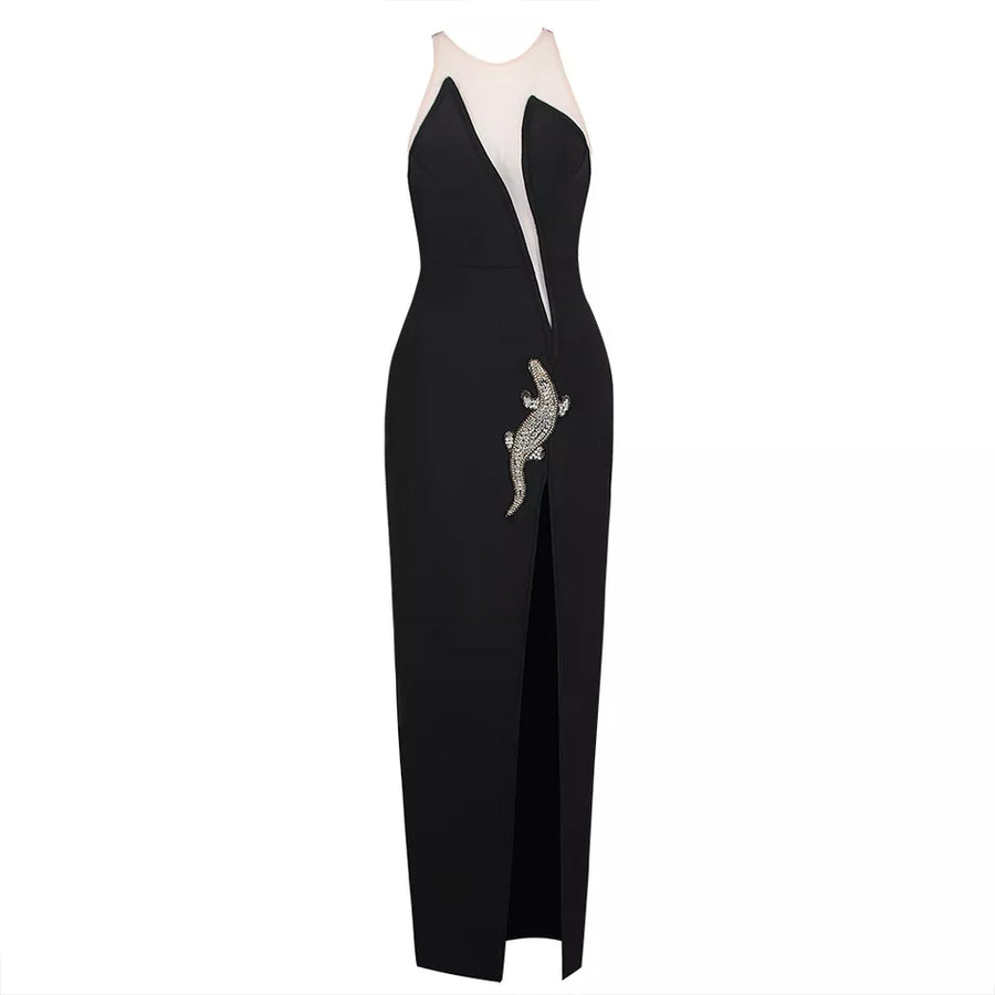 LUXURY BANDAGE DRESS WITH LIZARD SLIT