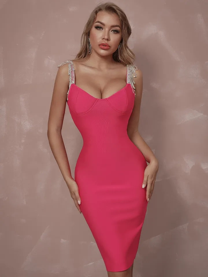 DIAMOND STRAPS BANDAGE DRESS