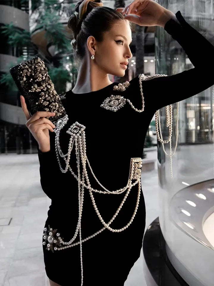 LUXURY PEARL BANDAGE DRESS
