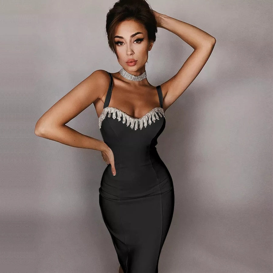 DIAMOND STUDDED BANDAGE DRESS