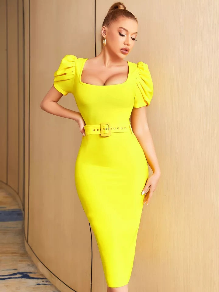 VINTAGE MIDI DRESS WITH BELT