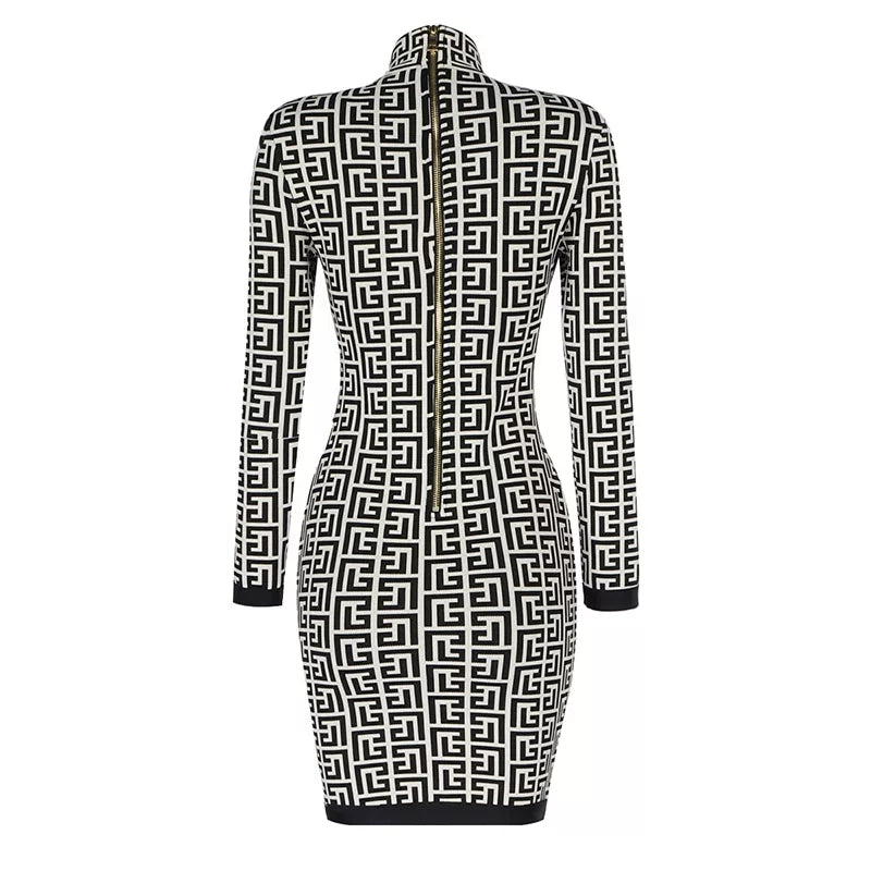LONG SLEEVED JACQUARD DRESS