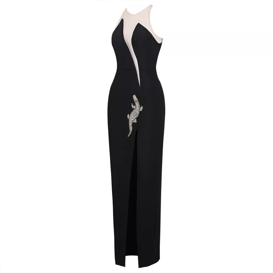 LUXURY BANDAGE DRESS WITH LIZARD SLIT