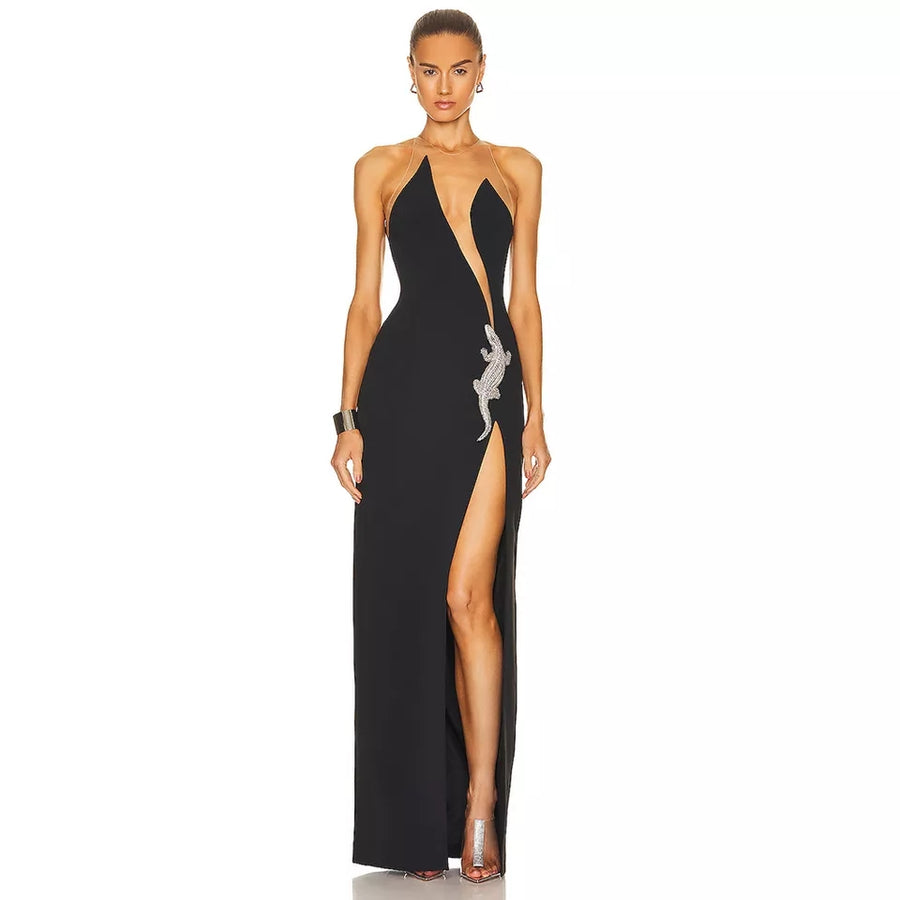LUXURY BANDAGE DRESS WITH LIZARD SLIT