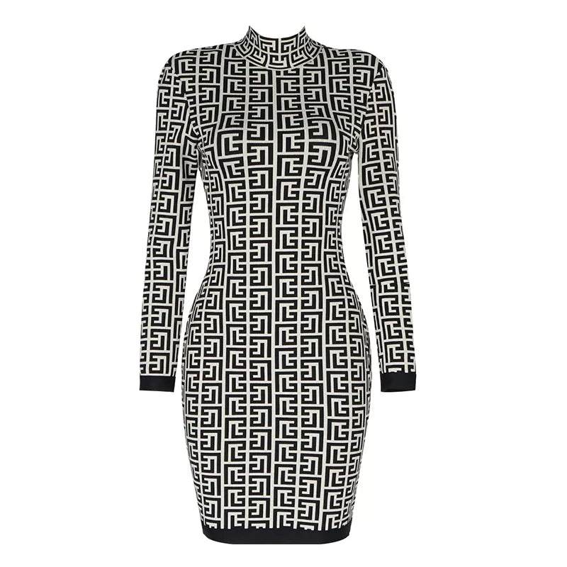 LONG SLEEVED JACQUARD DRESS