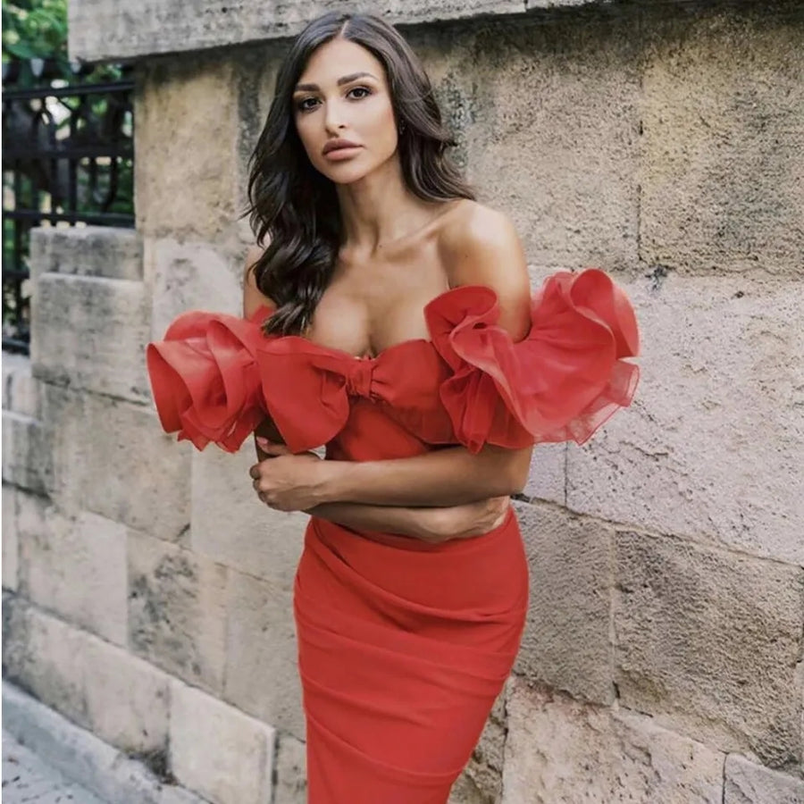 ROBE BANDAGE A MANCHE FROUFROUS