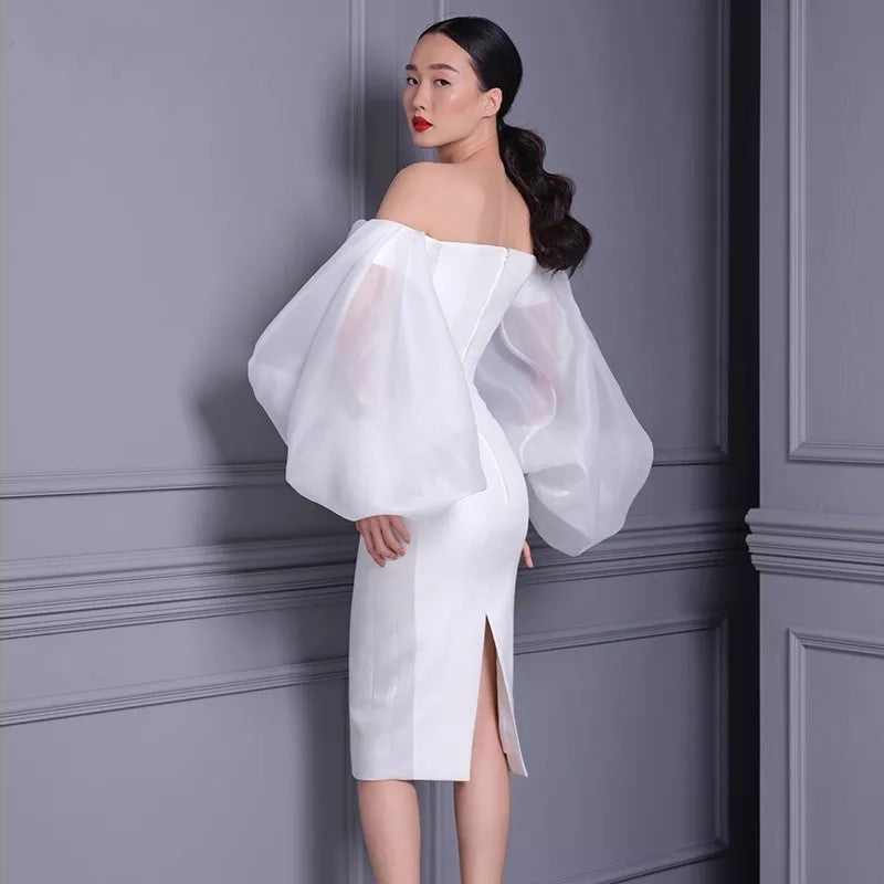 BALLOON SLEEVE BANDAGE DRESS